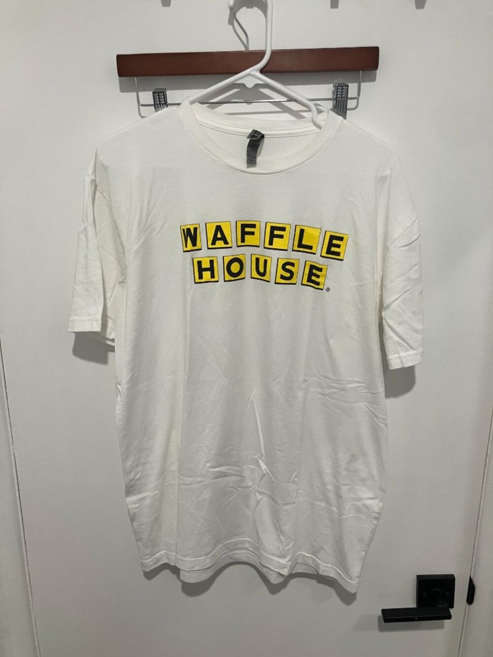 Waffle House Next Level Apparel Unisex Logo T-Shirt, White/Yellow, Size XL
